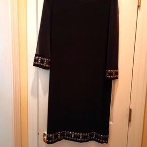 Tiana B.Silver and Black Long Sleeve Sheath Dress